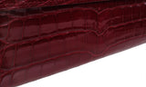 Kwanpen Bordeaux Crocodile Flap Wallet