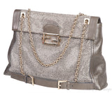 Grey Crystal Embellished Shoulder Bag
