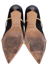 Malone Souliers Maureen Black Satin Gold Heels 41