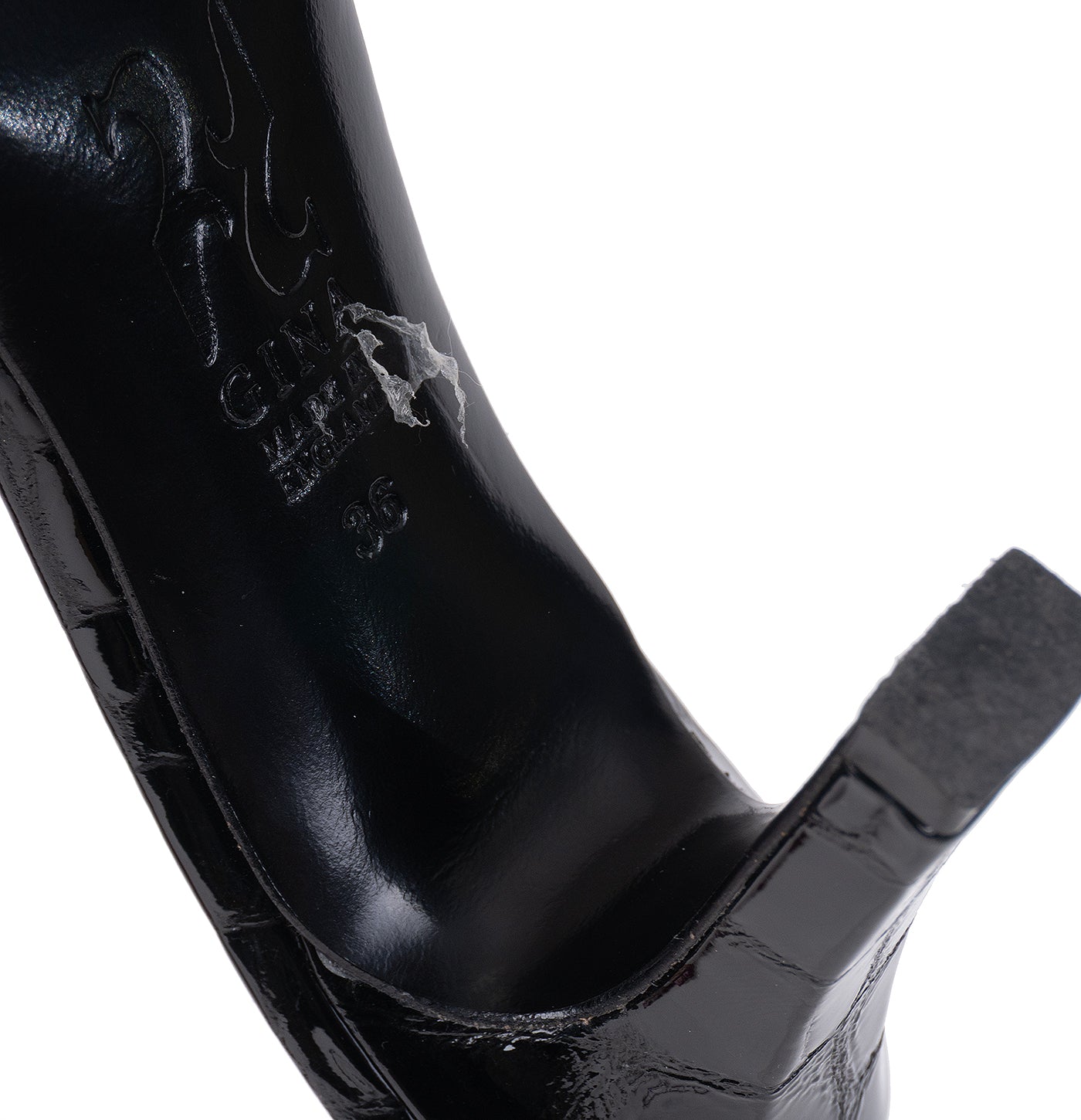 Gina Black Crystal Croc Embossed Sandals 36