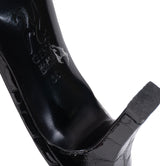 Gina Black Crystal Croc Embossed Sandals 36