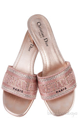 Dway Rose Gold Crystal Heeled Slide
