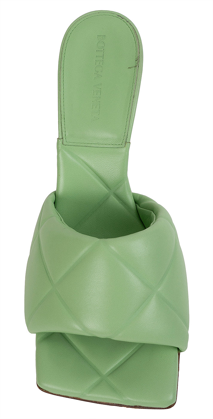 Bottega Veneta Mint Green Nappa Quilted Lido Mule Sandals 38