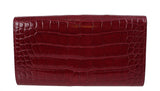 Kwanpen Bordeaux Crocodile Flap Wallet