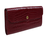Kwanpen Bordeaux Crocodile Flap Wallet