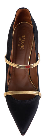 Malone Souliers Maureen Black Satin Gold Heels 41