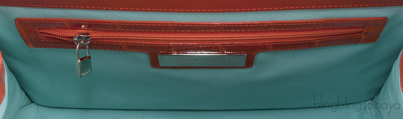 Orange Cornelia Lunch Box Crocodile Bag
