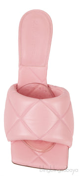 Baby Pink Nappa Quilted Rubber Lido Leather Mules