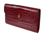 Kwanpen Bordeaux Crocodile Flap Wallet