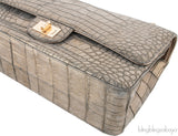 Metallic Gold Crocodile Flap Bag