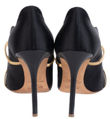 Malone Souliers Maureen Black Satin Gold Heels 41