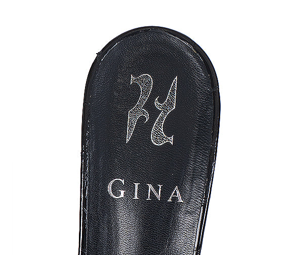 Gina Black Crystal Croc Embossed Sandals 36