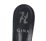 Gina Black Crystal Croc Embossed Sandals 36