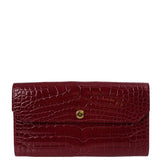 Kwanpen Bordeaux Crocodile Flap Wallet