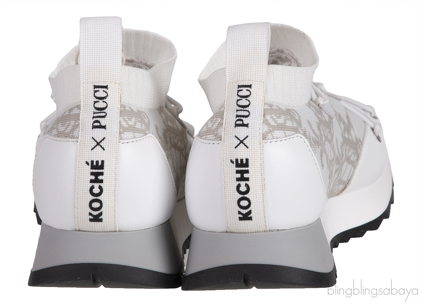 x KOCHE Printed White Knitted Sneakers
