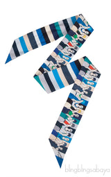 Hermes Les Baigneuses Printed Silk Twilly