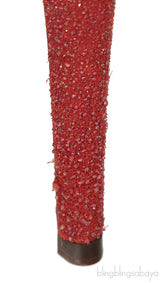 Yves Saint Laurent Red Glitter Finish Tribute Sandals 37.5