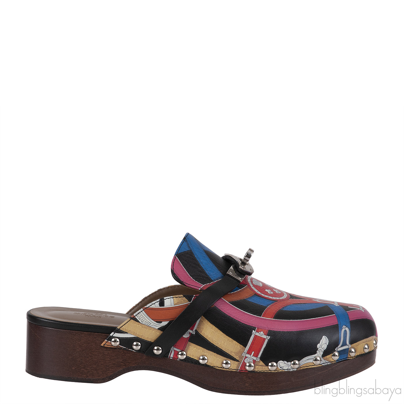 Hermes Carlota Multicolor Printed Cavalcadour Mules