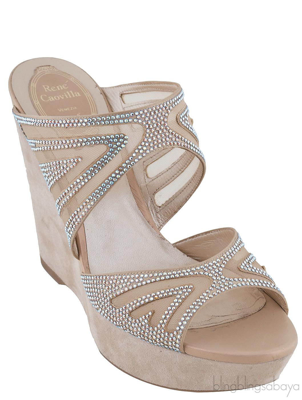 Mesh Crystal Wedge Mule
