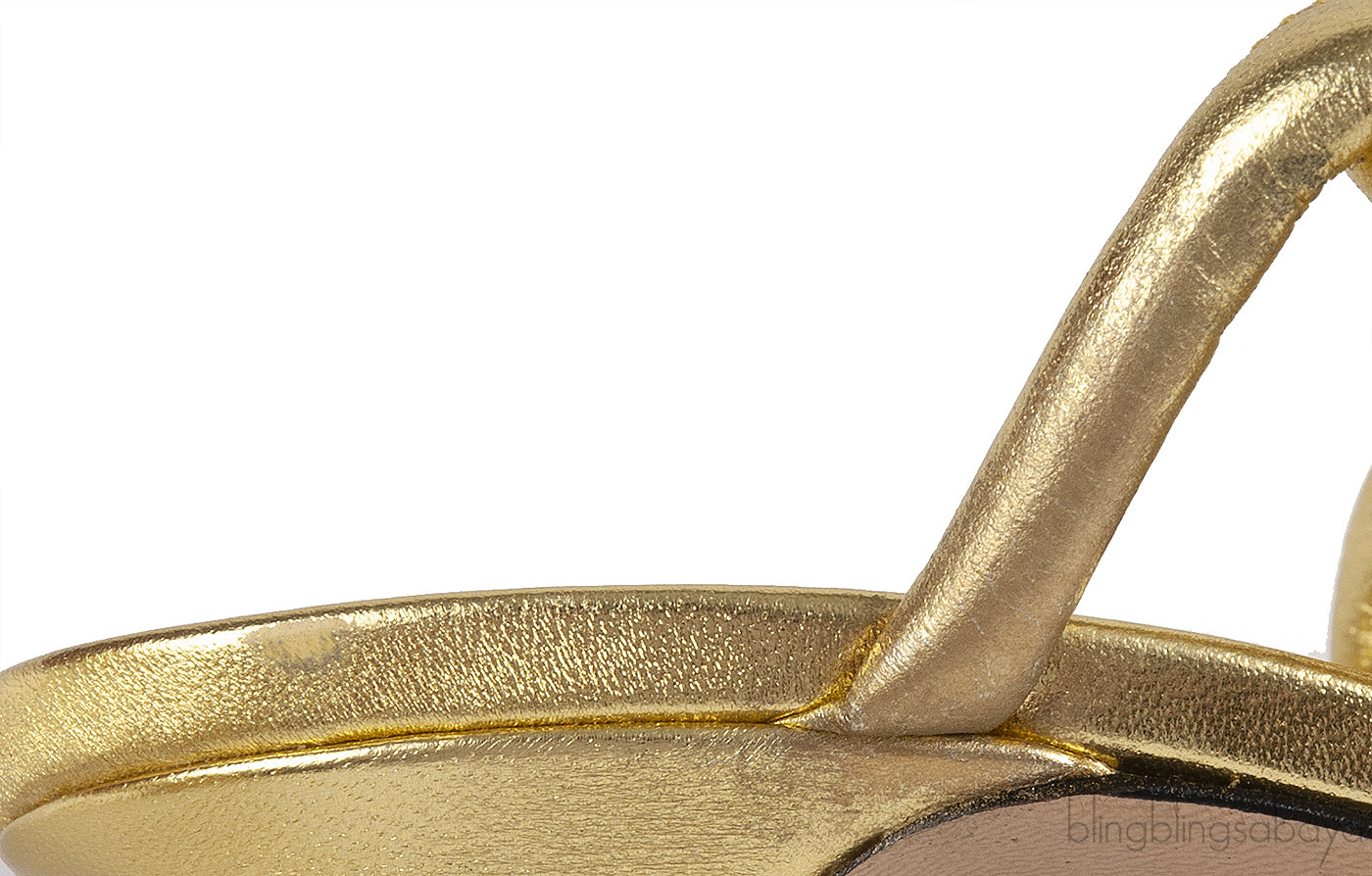 Bottega Veneta Metallic Gold Reflection Weave Square Toe Sandals