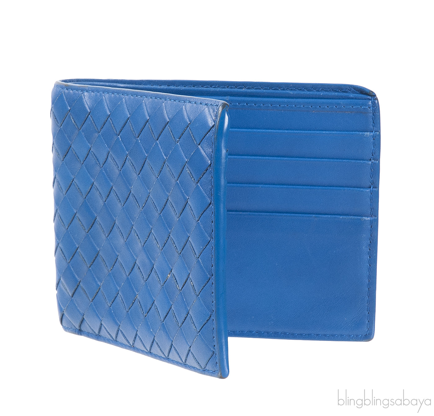 Bottega Veneta Blue Intrecciato Bi-fold Wallet