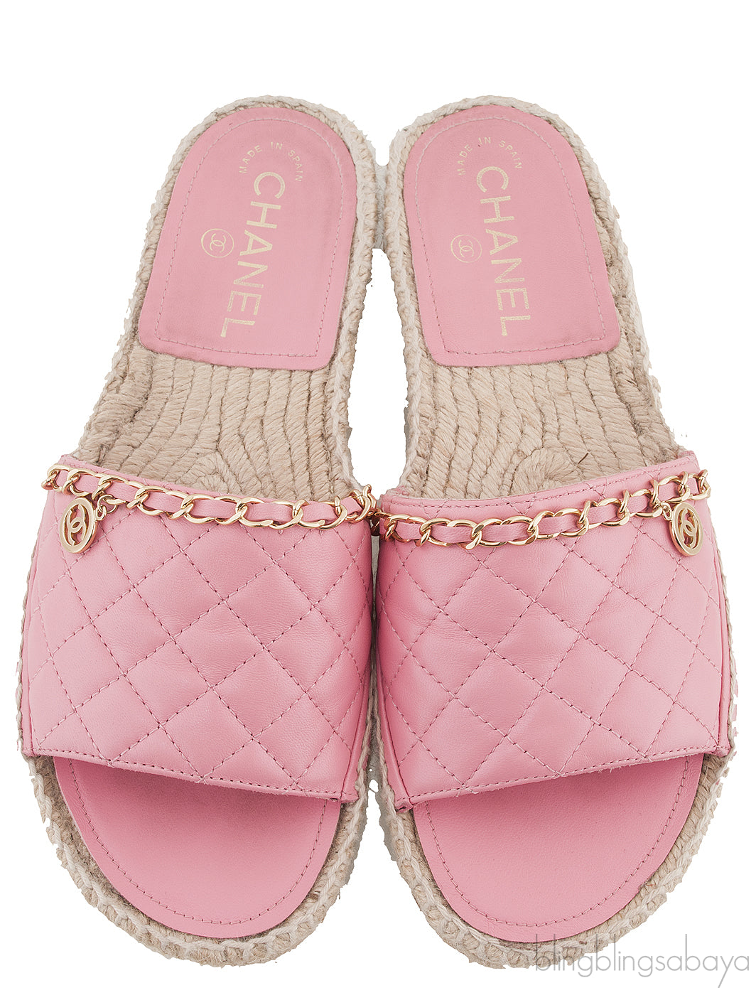 Pink Quilted Chain Slipper