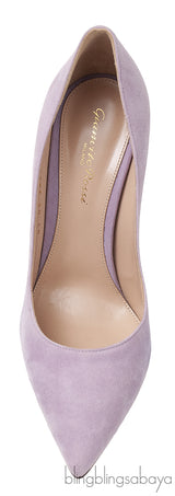 Lilac Suede Pointed Toe Heels