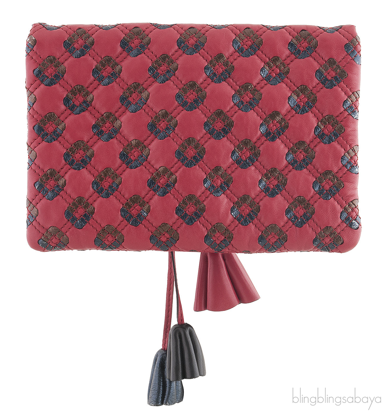 Quilted Leather Tassel Padlock Clutch
