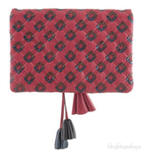 Quilted Leather Tassel Padlock Clutch