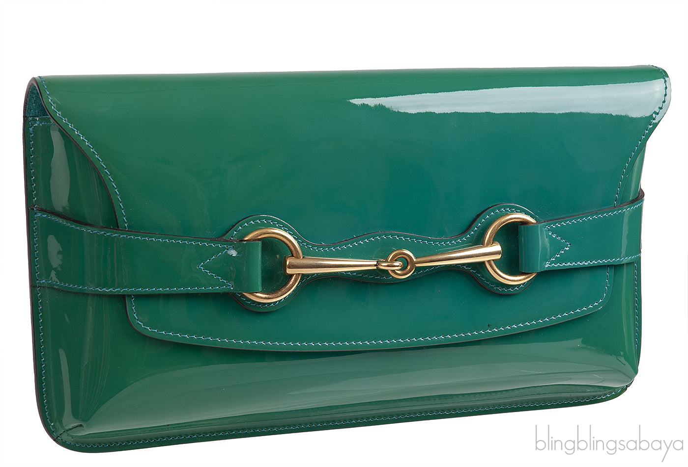 Gucci Bright Bit Green Patent Clutch