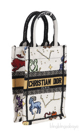 Canvas Embroidered Pixel Zodiac Mini Book Tote Bag