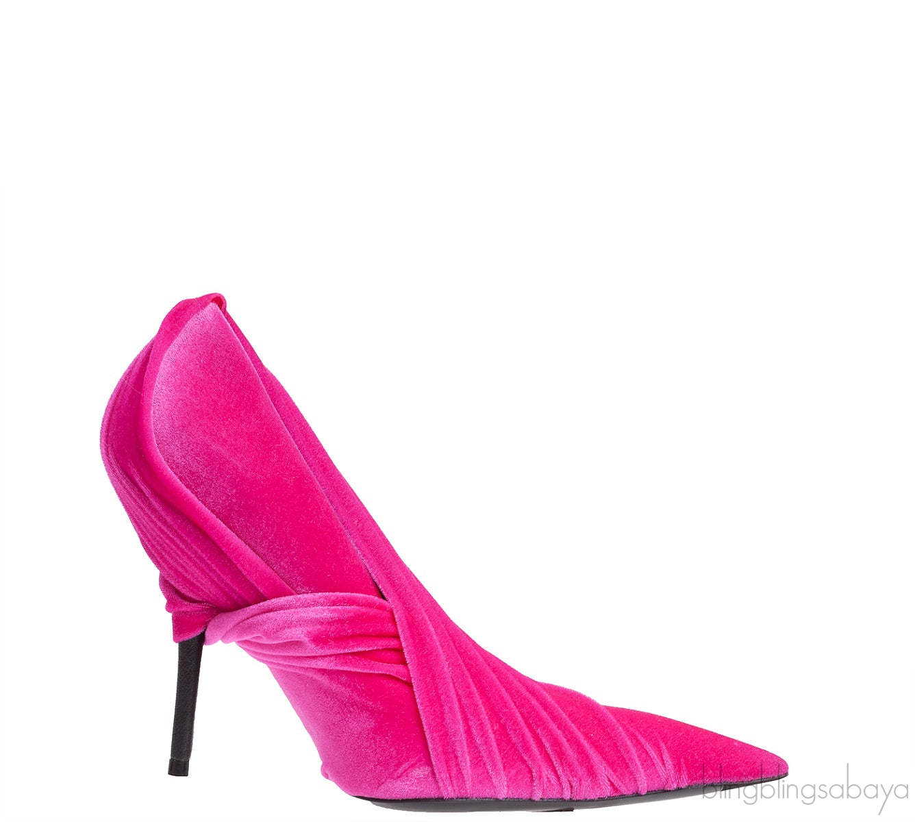 Fuchsia Pink Stretch Velvet Wrap Pump