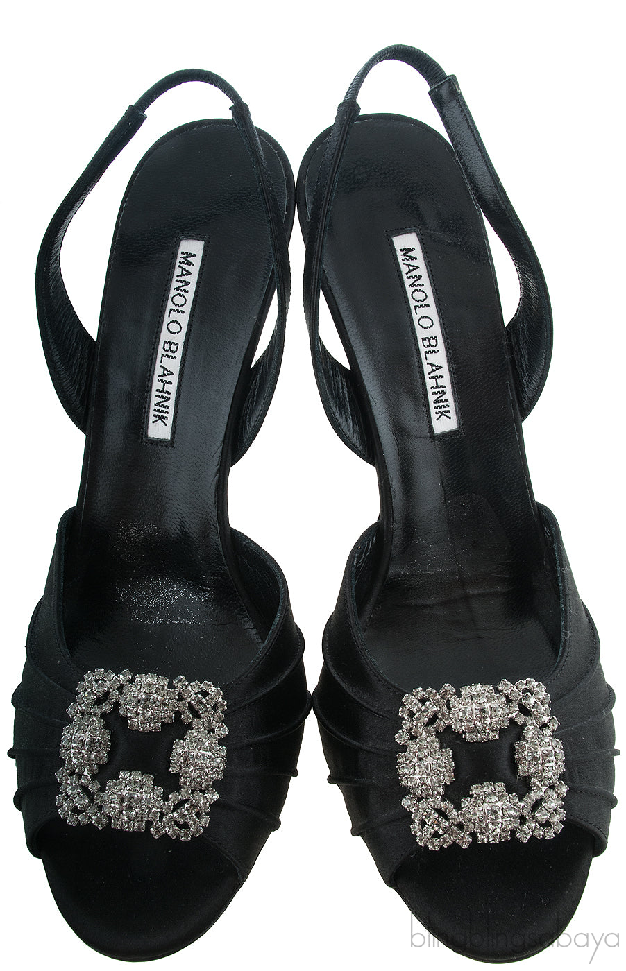 Manolo Blahnik Cassia Black Peep Slingback Pump