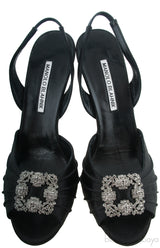 Manolo Blahnik Cassia Black Peep Slingback Pump