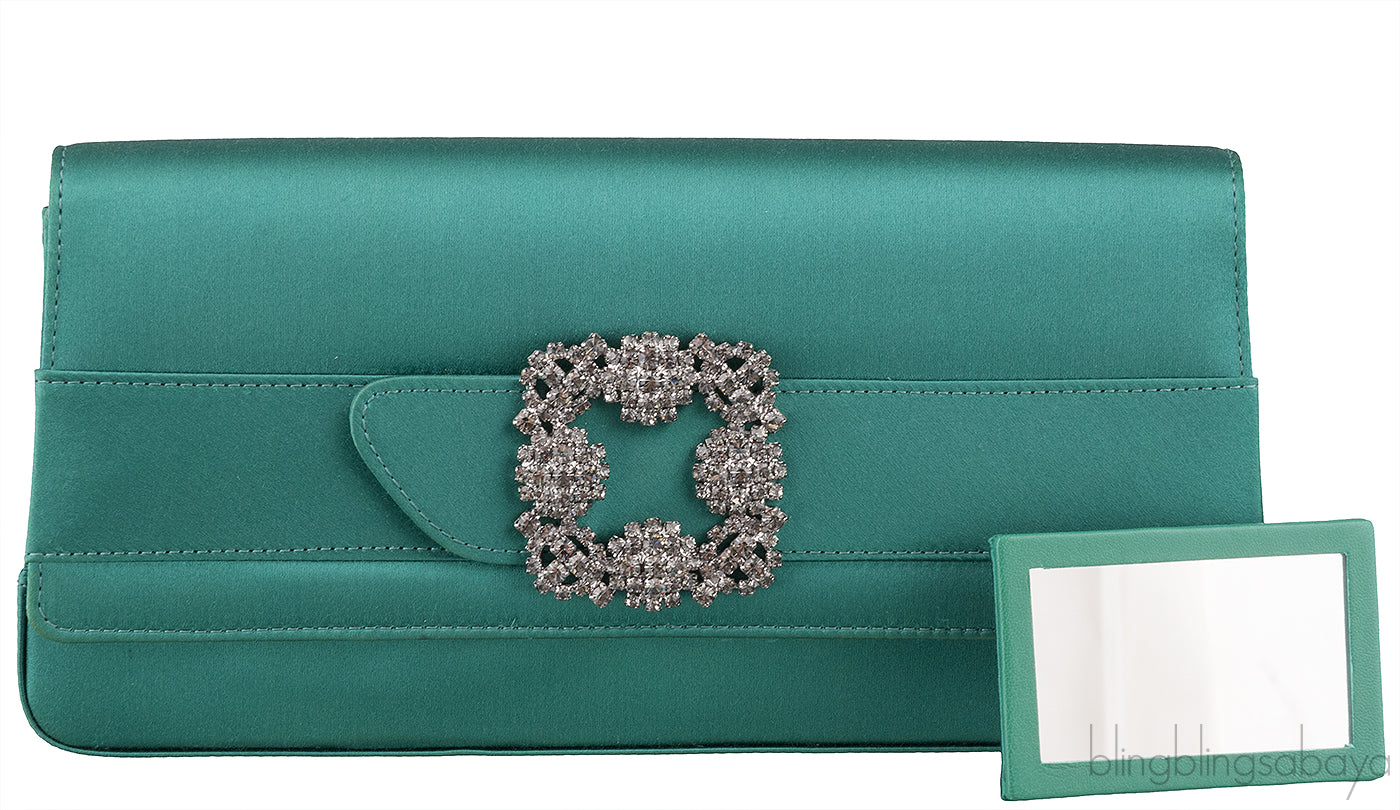 Gothisi Emerald Green Satin Clutch