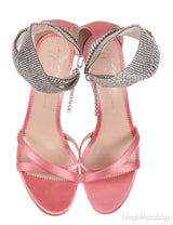 Light Pink Satin Crystal Embellished Sandals