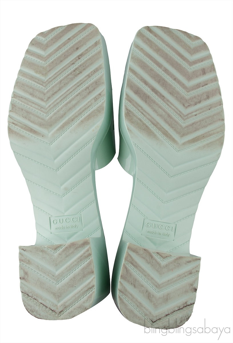 Pastel Green Rubber Slide Sandals