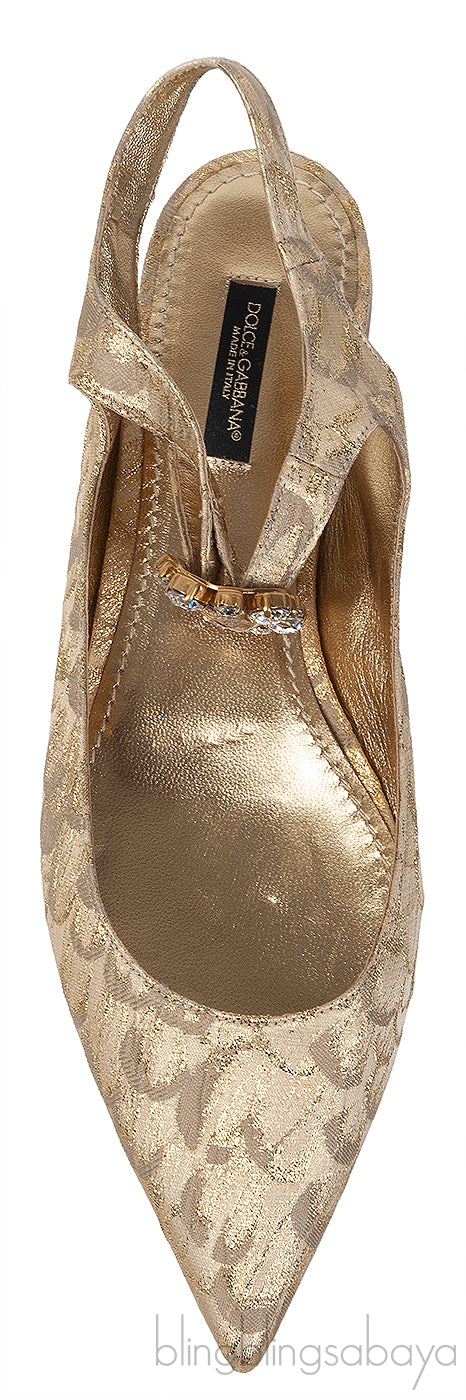 Dolce & Gabbana Metallic Gold Pointed Toe Flat Shoes