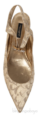 Dolce & Gabbana Metallic Gold Pointed Toe Flat Shoes