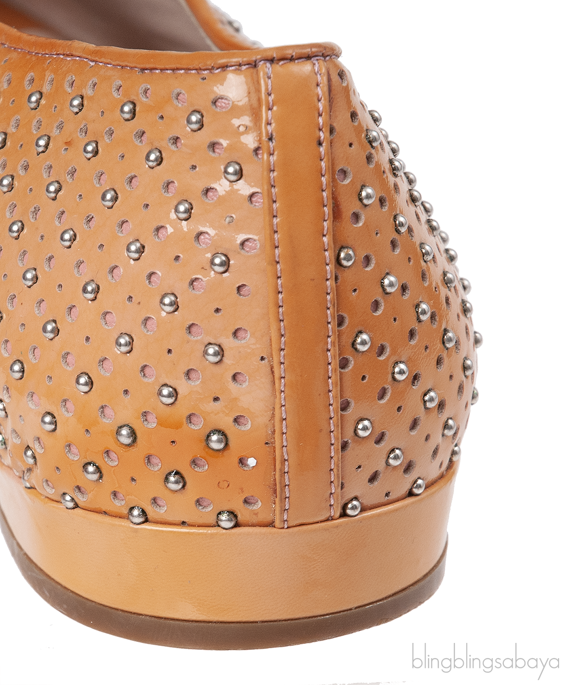Miu Miu Brown Metal Bead Flat Peep Toe Shoes