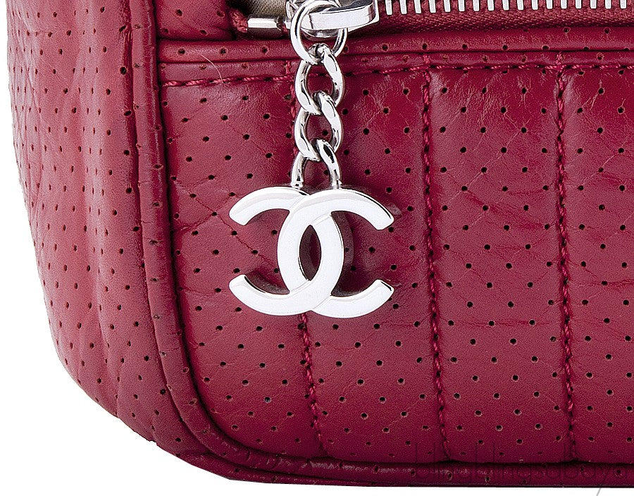 Red Perforated Shoulder Bag
