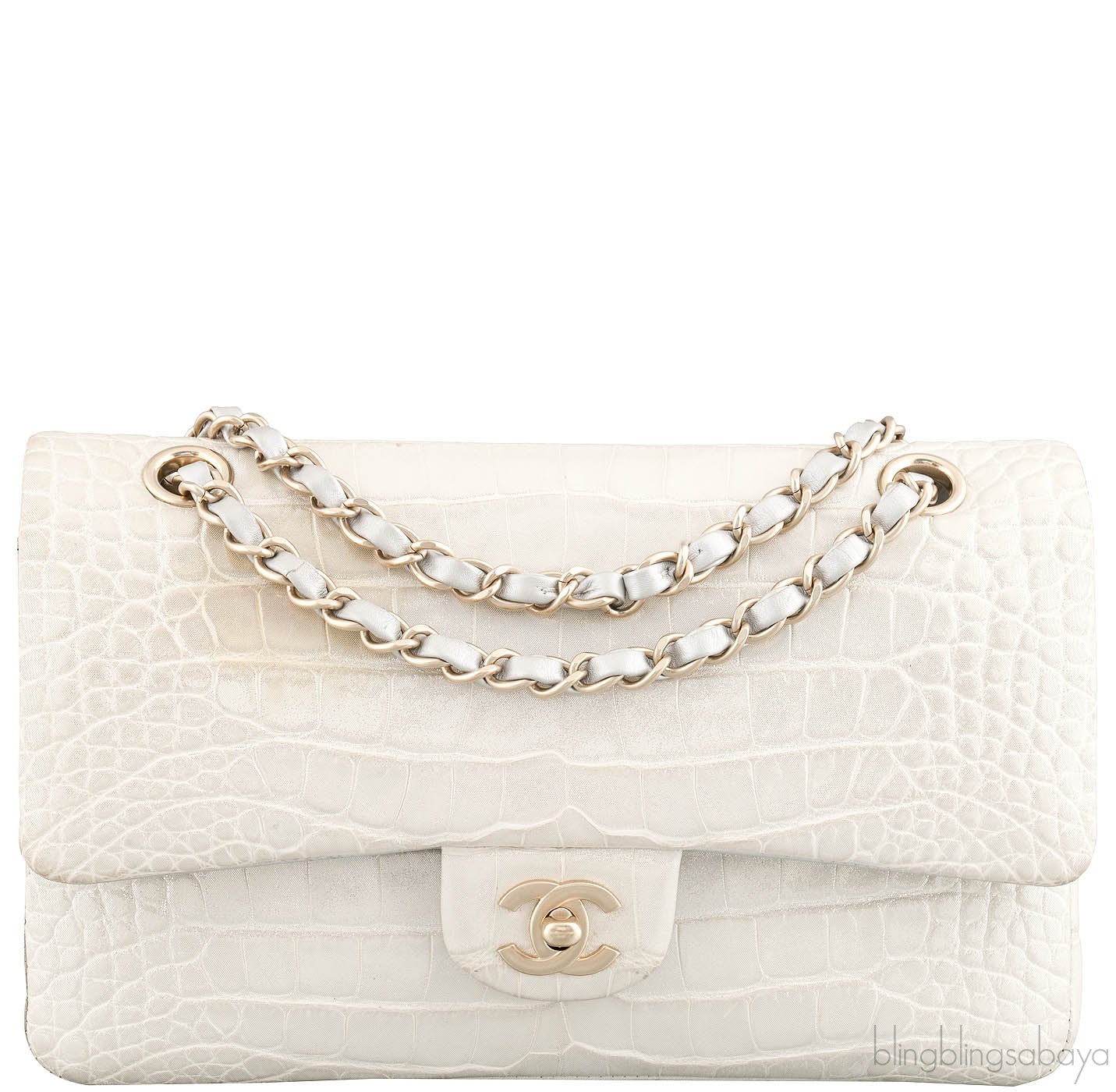 Classic Silver Metallic Crocodile Brass Matte CC