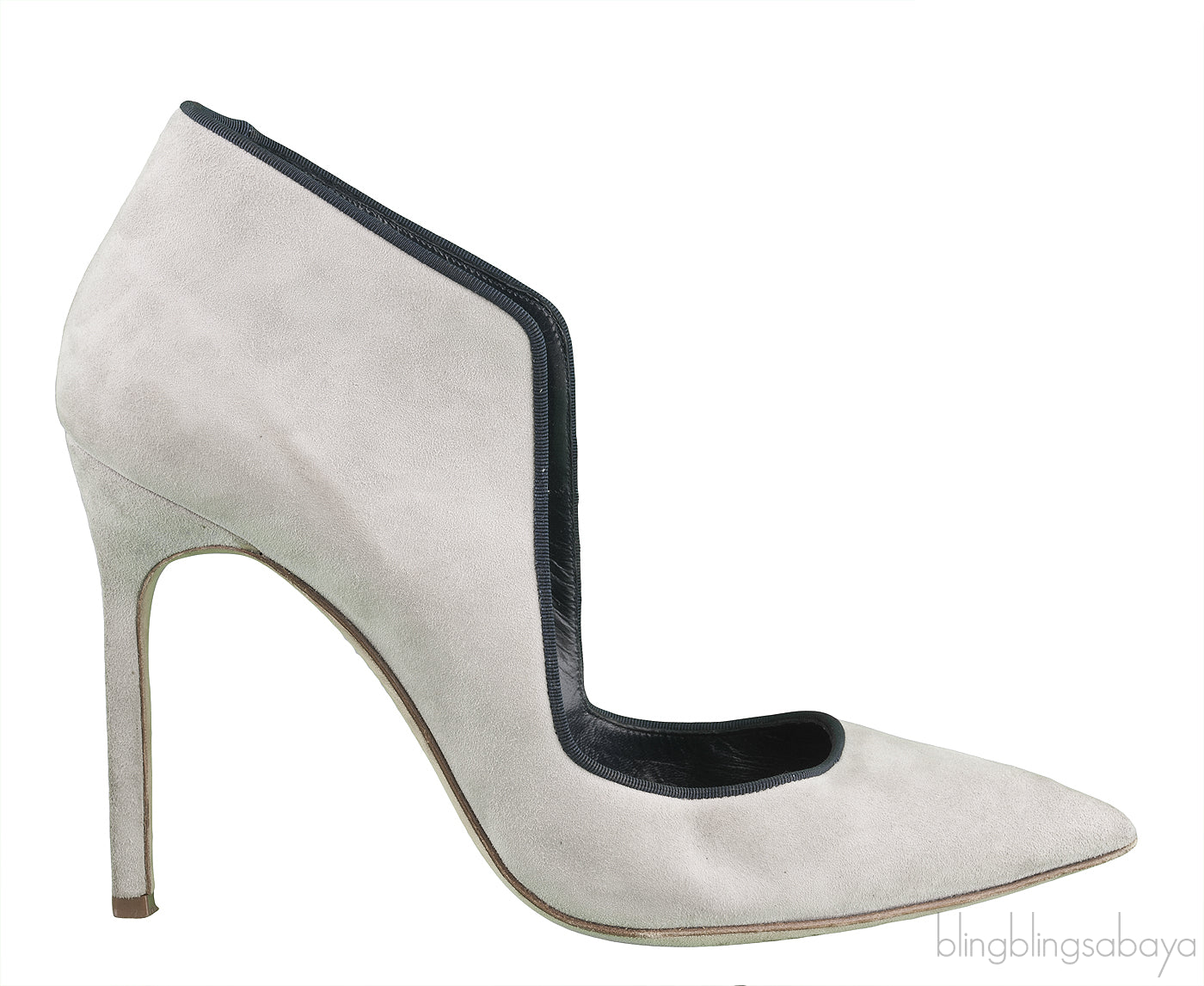 Grey Suede Pointed Toe Heels