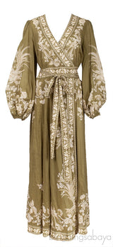 Green Anneke Floral Midi Wrap Dress