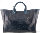 Deauville Large Blue Leather Tote