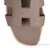 Oran Grey Epsom Slide Sandals