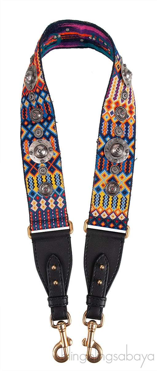 Canvas Embroidered Mexico Studded Shoulder Strap