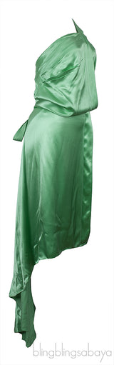Apple Green Satin One Shoulder Dress