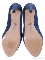 Prada Blue Crystal Peep Toe Pump 38