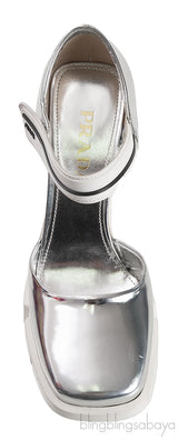 Metallic Silver Leather Pump